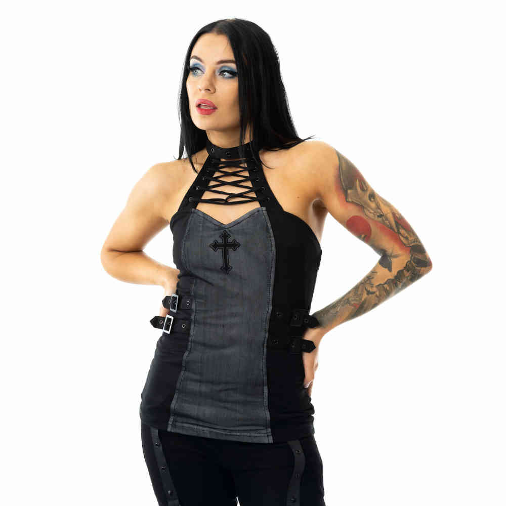 Poizen Industries - Thylane Mouwloze top - Zwart